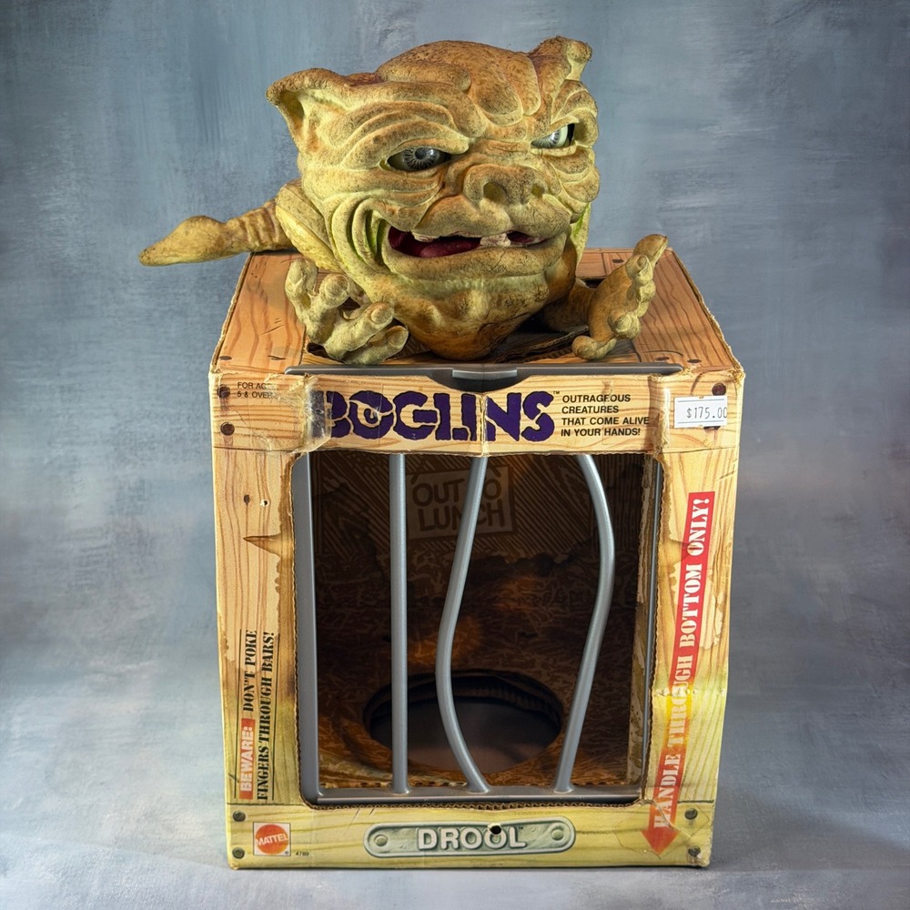 Vintage 1987 Mattel Boglins Drool Large Creature Hand Puppet Original Box 4789